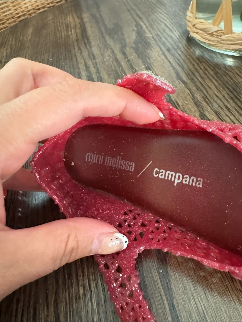 Mini Melissa Girls Glitter Pink Jelly Mary Jane Sandals